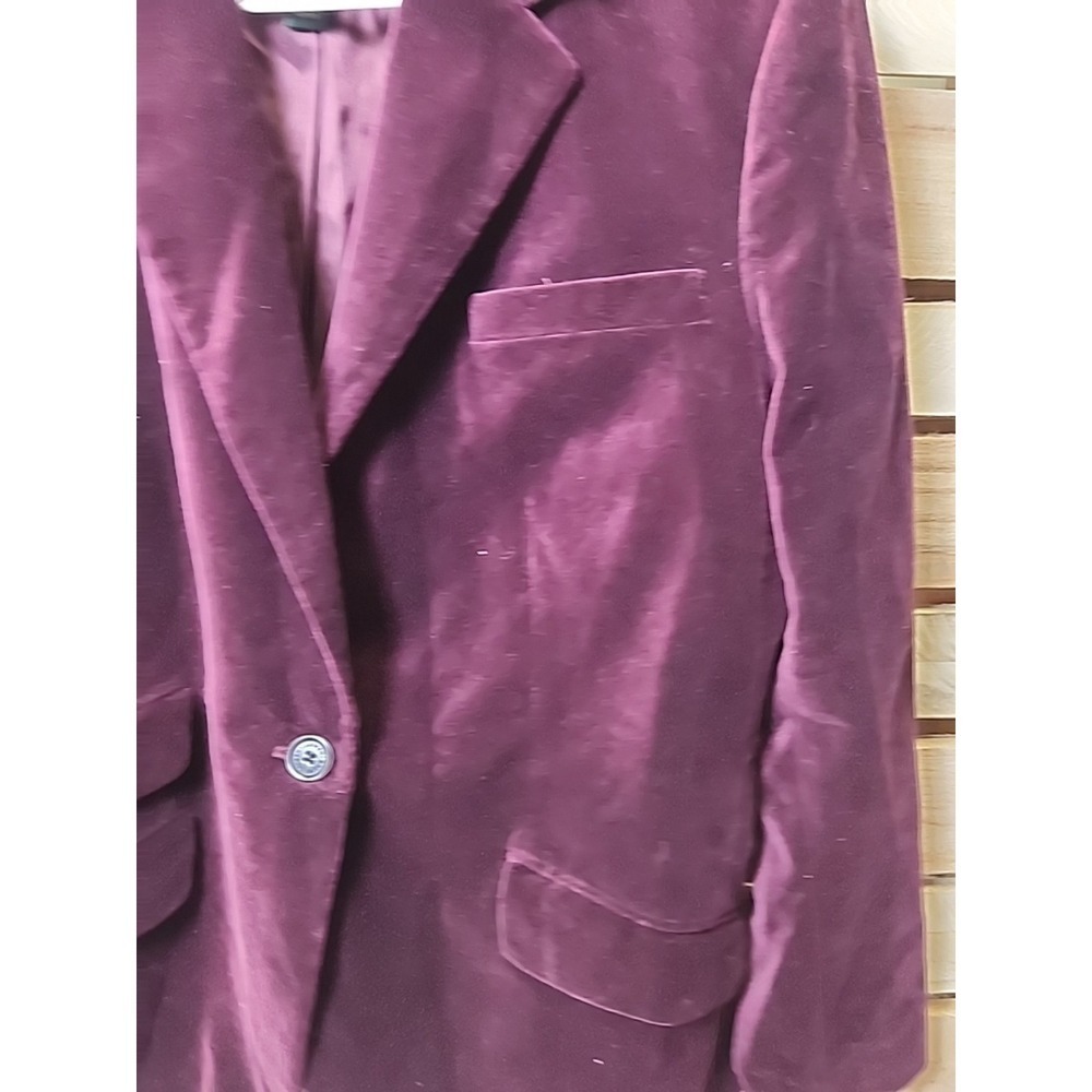 Lauren Ralph Lauren Velvet Velour Blazer Wine Plum Women Size 14 Green Label - Picture 2 of 10